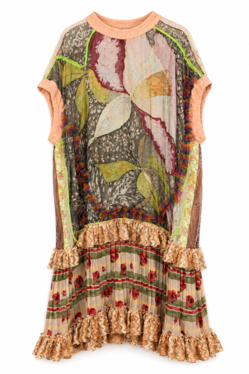 Botanical Ruffle Collage Dress Botanical Ruffle Collage Dress