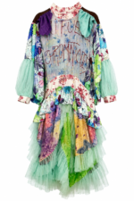 Mint Tulle Floral Collage Dress